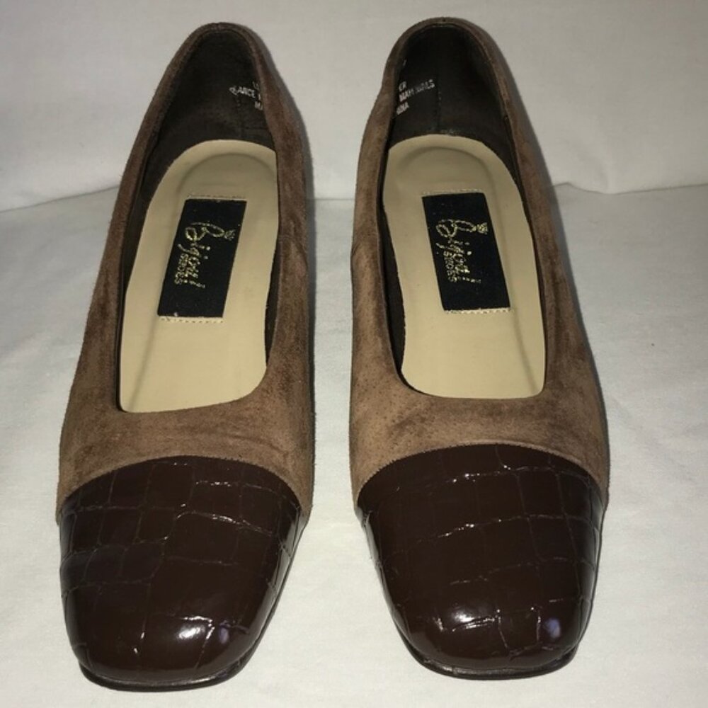 Bigou brown two tone patent loafers